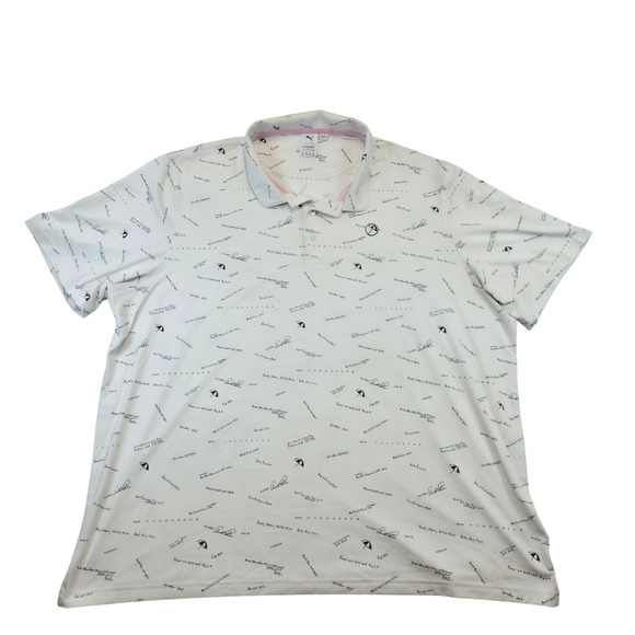 Puma Arnold Palmer Golf Polo Shirt Mens 3XL White All Over Print Short Sleeve